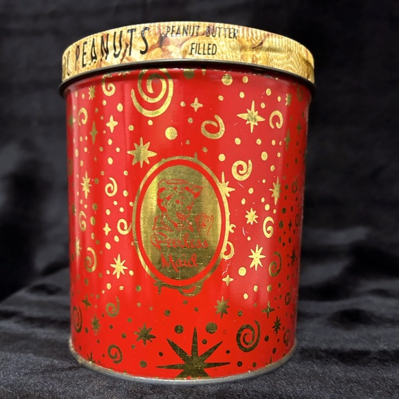 Vintage Red & Gold Peerless Maid Candy peanut tin - Picture 1 of 8